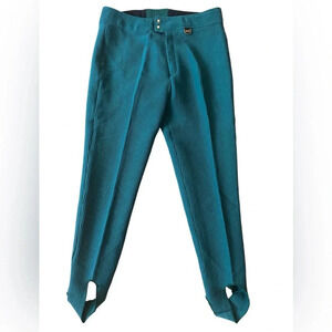Nils Teal Ribbed Stirrup Ski Pants Retro Aspen Après Snow Bunny Women’s 14R